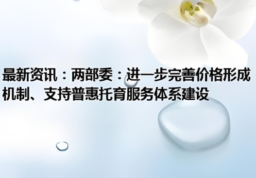 國發(fā)改委有關負責同志就《關于進一步完善價格形成機制、支持普惠托育服務體系建設的通知》答記者問